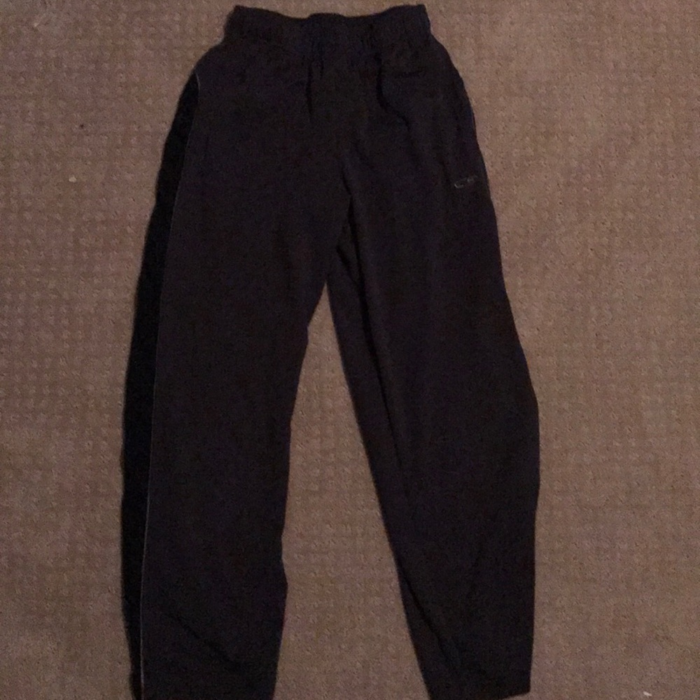 Gray and black sweatpants